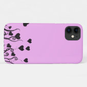 Herzmuster, Schwarze Herzen, Punkte, Liebe, Rosa Case-Mate iPhone Hülle (Rückseite (Horizontal))