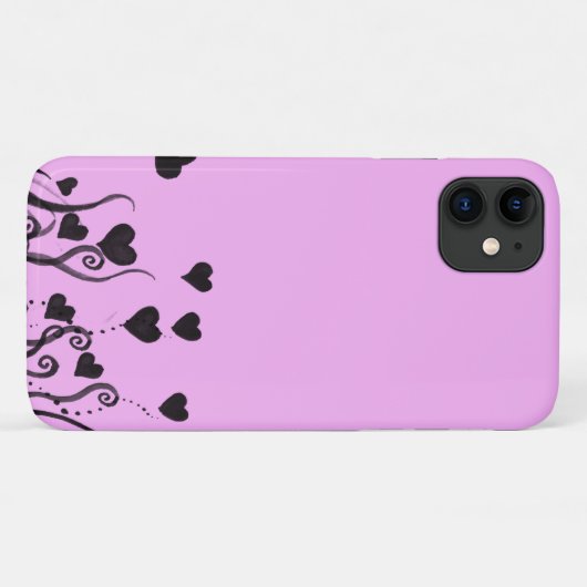 Herzmuster, Schwarze Herzen, Punkte, Liebe, Rosa Case-Mate iPhone Hülle (Rückseite (Horizontal))