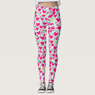 Herzmuster und grüne Blätter Leggings
