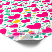 Herzmuster und grüne Blätter Poster (Ecke)