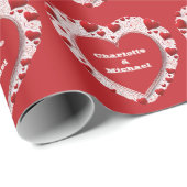 Herzmuster Valentinin Rot-Weiß-Liebe Geschenkpapier (Rolleneckpunkt)