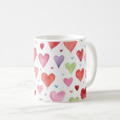 Herzmuster Wasserfarbe Moderne Rosa Blau Kaffeetasse (VorderseiteRechts)