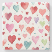 Herzmuster Wasserfarbe Moderne Rosa Blau Steinuntersetzer (Vorderseite)