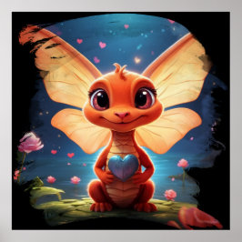 *~* Herzmythischer Niedlicher Baby Dragon AP48 Poster