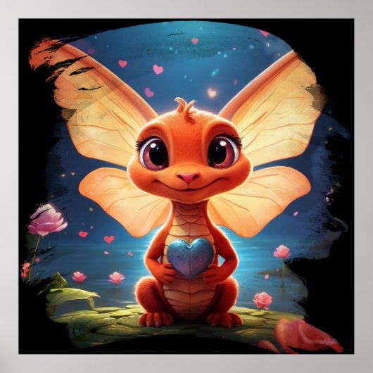 *~* Herzmythischer Niedlicher Baby Dragon AP48 Poster (Vorne)