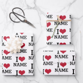 Herzname Geschenkpapier Set