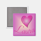 Herzname Pink Personalisiert Magnet (Vorderseite/Rückseite)