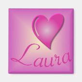 Herzname Pink Personalisiert Magnet (Vorne)