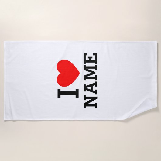 Herzname Strandtuch (Vorderseite)