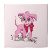 Herznose Pink Puppy-Cartoon Fliese (Vorderseite)