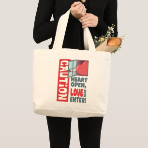 Herzöffnen, Liebe kann eintreten (Valentinstag) Jumbo Stoffbeutel
