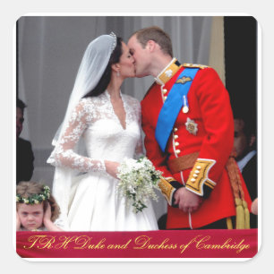 Herzog und Herzogin von Cambridge Royal Wedding Quadratischer Aufkleber
