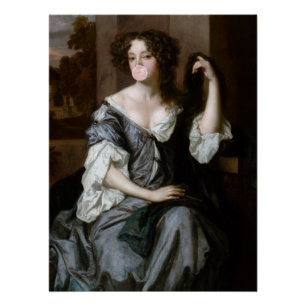 Herzogin von Portsmouth bläst ein rosa Kaugummi Poster