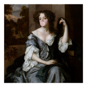 Herzogin von Portsmouth bläst ein rosa Kaugummi Poster