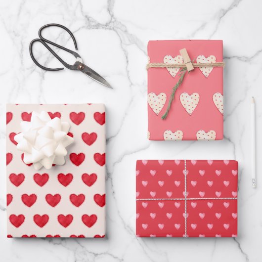 HerzPattern Valentinstag Geschenkpapier Set (Vorderseite)