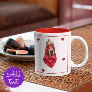 Herzpawes Basset Hound Valentinstag Geschenk Hund Zweifarbige Tasse