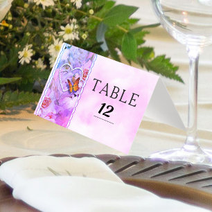 Herzperlen Rosa Florale Schmetterling Tischnummern