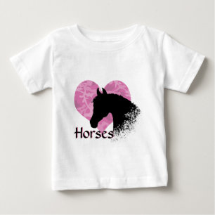 Herzpferd (rosa Camouflage) Baby T-shirt