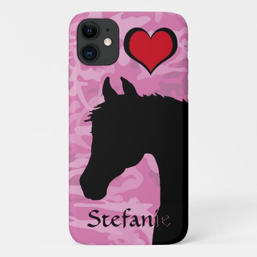 Herzpferd (rosa Camouflage) Case-Mate iPhone Hülle (Rückseite)