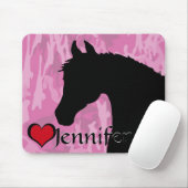 Herzpferd (rosa Camouflage) Mousepad (Mit Mouse)