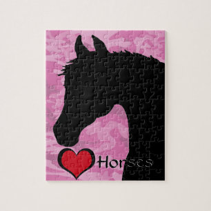 Herzpferd (rosa Camouflage) Puzzle