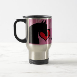 Herzpferd (rosa Camouflage) Reisebecher