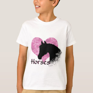 Herzpferd (rosa Camouflage) T-Shirt