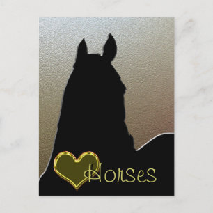 Herzpferde I (gold Metallic) Postkarte
