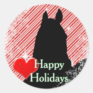 Herzpferde I Holiday (Candy Cane Bkgrd) Runder Aufkleber