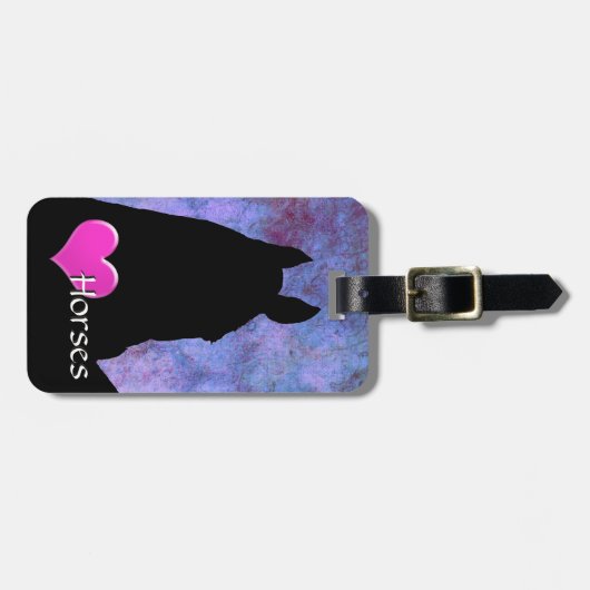 Herzpferde I (lila/blau) Gepäckanhänger (Vorderseite horizontal)