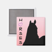 Herzpferde I (rosa verblasst) Magnet (Vorderseite/Rückseite)