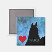 Herzpferde I Rotes Herz (blau/grün) Magnet (Vorderseite/Rückseite)