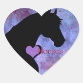 Herzpferde II (lila/blau) Herz-Aufkleber (Vorderseite)