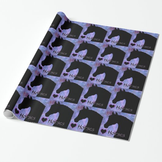 Herzpferde III (lila/blau) Geschenkpapier (Ungerollt)