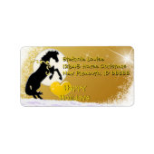 Herzpferde / Urlaub (Goldene Sterne) Adressaufkleber (Vorne)