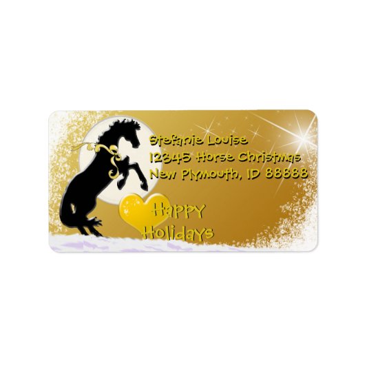 Herzpferde / Urlaub (Goldene Sterne) Adressaufkleber (Vorne)