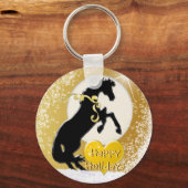 Herzpferde / Urlaub (Goldene Sterne) Schlüsselanhänger (Vorderseite)