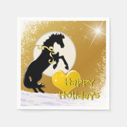 Herzpferde / Urlaub (Goldene Sterne) Serviette (Vorderseite)