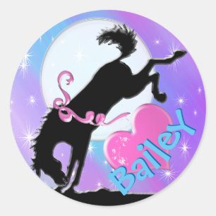 Herzpferde VII (farbenfrohe Haze) Runder Aufkleber