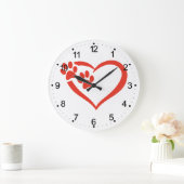 Herzpflaster in rot - Farbe auswählen Große Wanduhr (Zuhause)