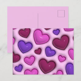 Herzpostkarte mit 3D Glossy Hearts Postkarte