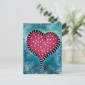 Herzpostkarte Rosa Blau Niedlich Postkarte (Stehend Vorderseite)