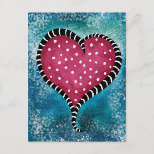 Herzpostkarte Rosa Blau Niedlich Postkarte