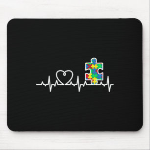 Herzpuzzle Herzschlag Coole Autismus Bewusstsein Mousepad