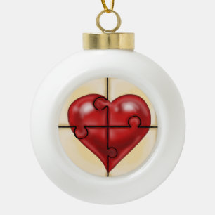 Herzpuzzle Keramik Kugel-Ornament
