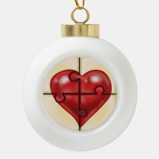 Herzpuzzle Keramik Kugel-Ornament