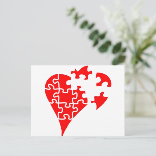 Herzpuzzle Postkarte (Stehend Vorderseite)