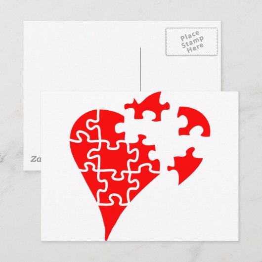 Herzpuzzle Postkarte (Vorne/Hinten)