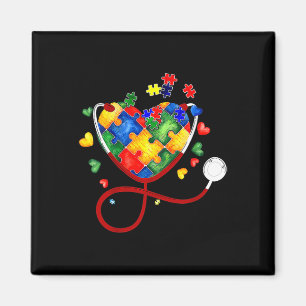 Herzpuzzle Stethoscope Er Rn CNA Nurse Autismus Aw Magnet
