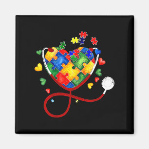 Herzpuzzle Stethoscope Er Rn CNA Nurse Autismus Aw Magnet